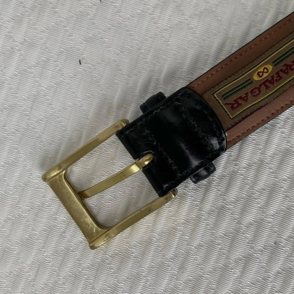 TRAFALGAR Mens 36 Cortina LEATHER BELT - Black - Made In USA Gold Tone Buckle main image 7